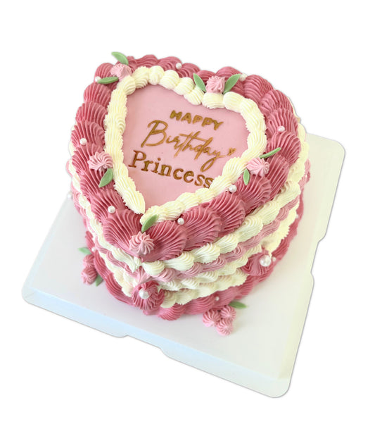 White and Pink - Heart Cake